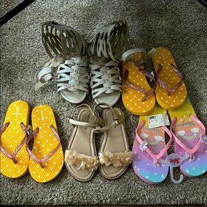 Kids Neutral Beige Sandals and Colorful Flip-Flops Set
